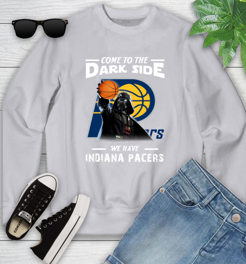 NBA Come To The Dark Side We Have Indiana Pacers Star Wars Darth Vader Basketball Youth Sweatshirt 3
