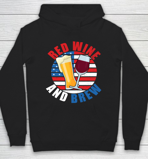 Beer Lover Funny Shirt Red Wine And Brew Funny July 4th Gift Vintage Hoodie