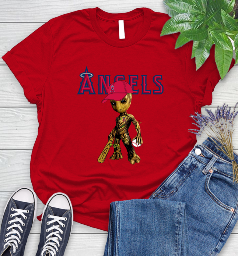 MLB Los Angeles Angels Groot Guardians Of The Galaxy Baseball Women's T-Shirt 9