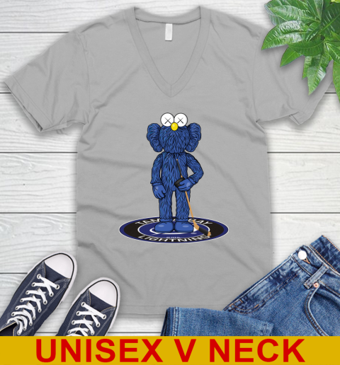 NHL Hockey Tampa Bay Lightning Kaws Bff Blue Figure Shirt V-Neck T-Shirt 4