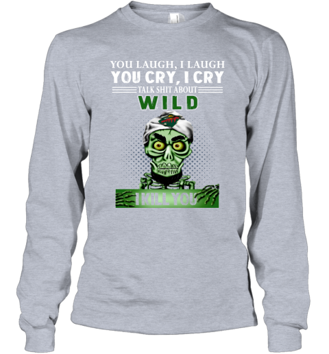 NHL Talk Shit About Minnesota Wild I Kill You Achmed The Dead Terrorist Jeffrey Dunham Hockey S7GJ4XKySwq long sleeve tee 14 95 151514 front sport grey