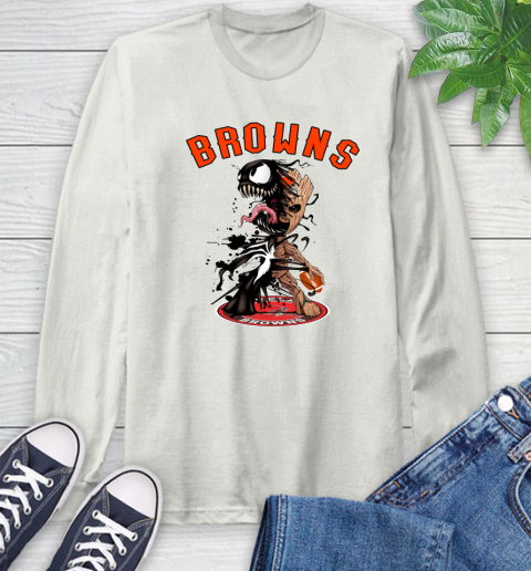 NFL Cleveland Browns Football Venom Groot Guardians Of The Galaxy Long Sleeve T-Shirt 12