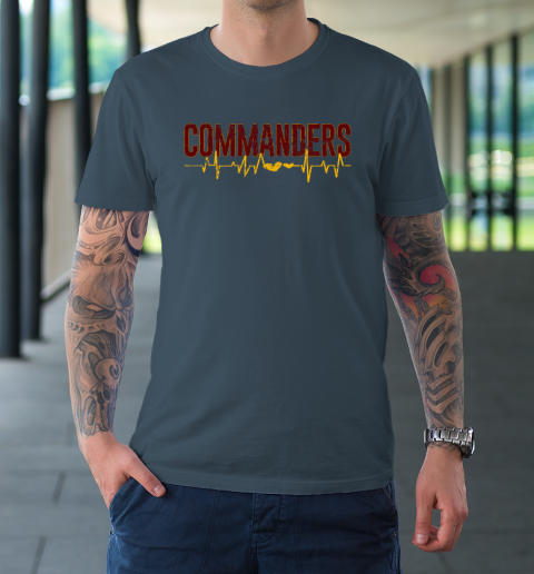 Vintage Commanders' Heart Beat Distressed Sports Spirit T-Shirt 4