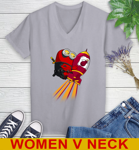 NBA Basketball Miami Heat Deadpool Minion Marvel Shirt Women's V-Neck T-Shirt 4