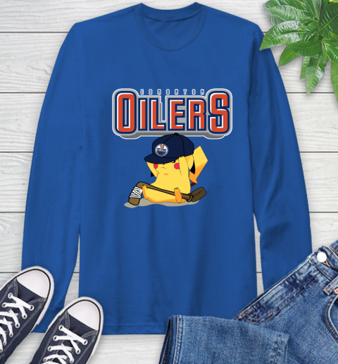 NHL Pikachu Hockey Sports Edmonton Oilers Long Sleeve T-Shirt 9