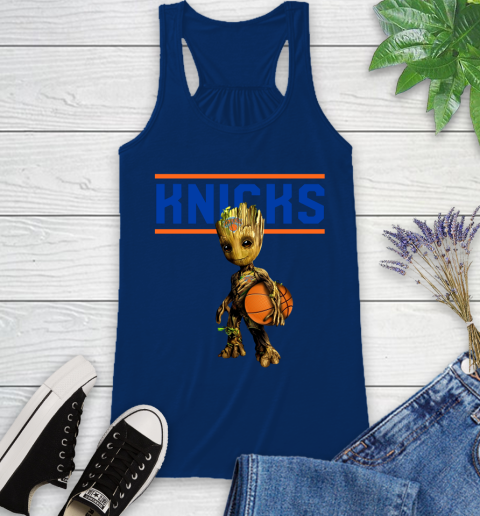 New York Knicks NBA Basketball Groot Marvel Guardians Of The Galaxy Racerback Tank 9