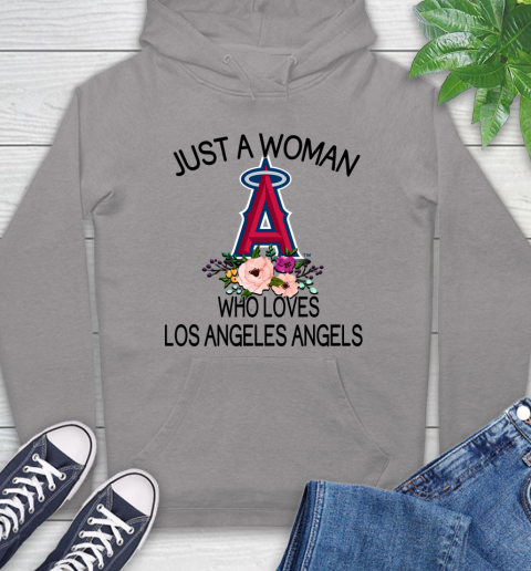 MLB Just A Woman Who Loves Los Angeles Angels Baseball Sports Hoodie 4