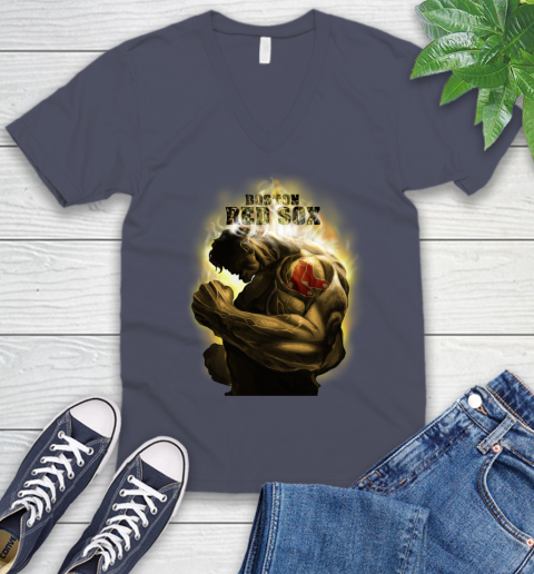 Boston Red Sox MLB Baseball Hulk Marvel Avengers Sports V-Neck T-Shirt 8