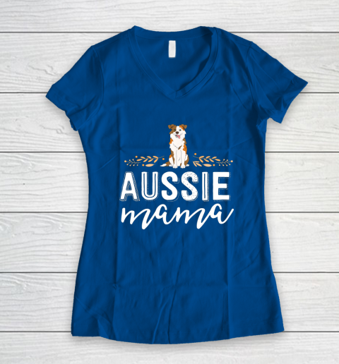 Dog Mom Shirt Aussie Mama Dog Mom Shirt For Women Australian Shepherd Women's V-Neck T-Shirt 7