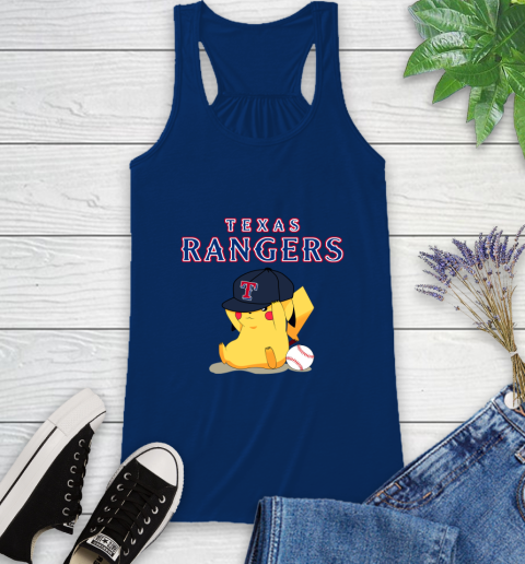 MLB Pikachu Baseball Sports Texas Rangers Racerback Tank 9