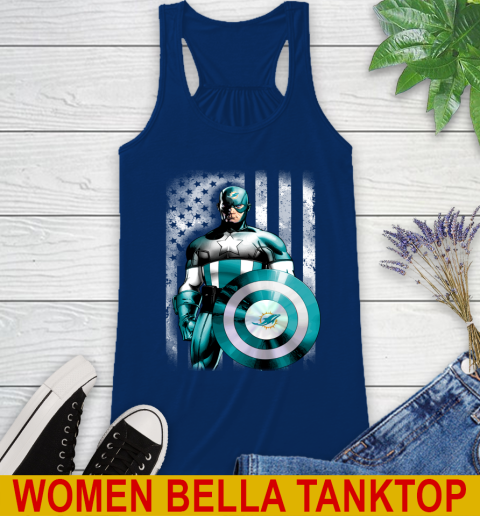 Miami Dolphins NFL Football Captain America Marvel Avengers American Flag Shirt Racerback Tank 7