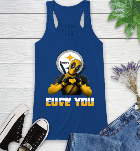 NHL Pittsburgh Steelers Deadpool Love You Fuck You Football Sports Racerback Tank 8