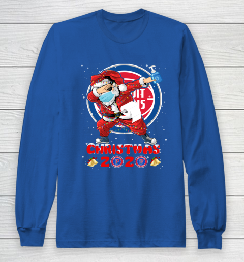 Detroit Pistons Funny Santa Claus Dabbing Christmas 2020 NBA Long Sleeve T-Shirt 6