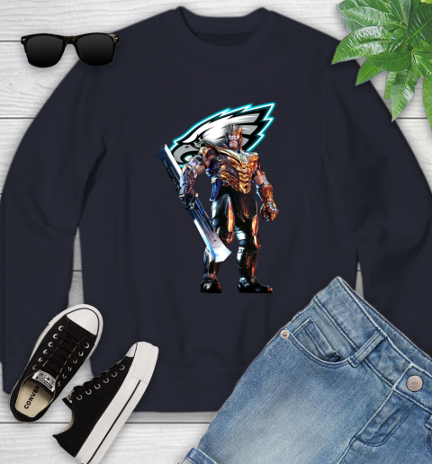 NFL Thanos Gauntlet Avengers Endgame Football Philadelphia Eagles Youth Sweatshirt 3