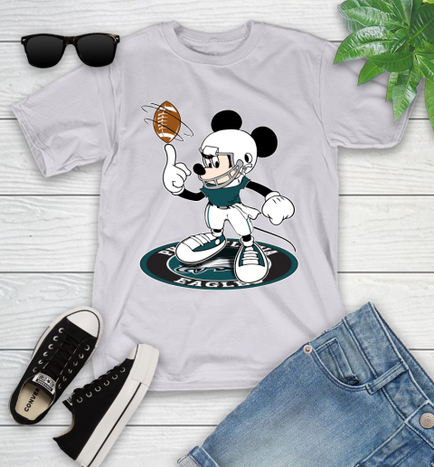 NFL Football Philadelphia Eagles Cheerful Mickey Disney Shirt Youth T-Shirt 4