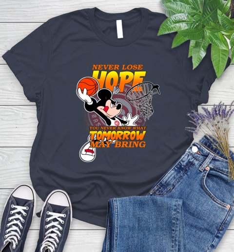 Atlanta Hawks NBA Basketball Mickey Disney Never Lose Hope Women's T-Shirt 14