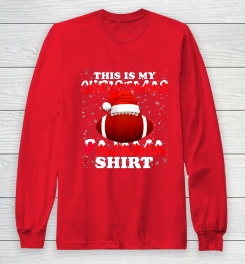 Football Christmas Gifts Santa Hat Funny Xmas Pajamas Long Sleeve T-Shirt 7