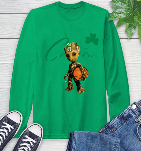 Boston Celtics NBA Basketball Groot Marvel Guardians Of The Galaxy Long Sleeve T-Shirt 7