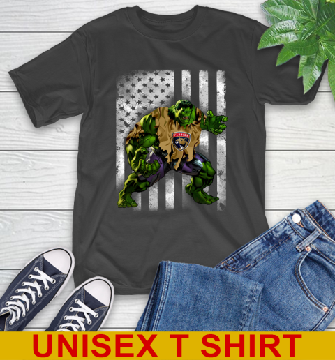 Florida Panthers Hulk Marvel Avengers NHL Hockey American Flag T-Shirt
