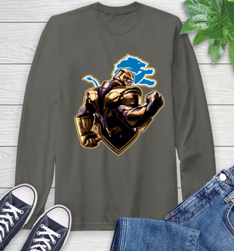 NFL Thanos Avengers Endgame Football Sports Detroit Lions Long Sleeve T-Shirt 8