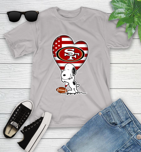 San Francisco 49ers NFL Football The Peanuts Movie Adorable Snoopy Youth T-Shirt 12