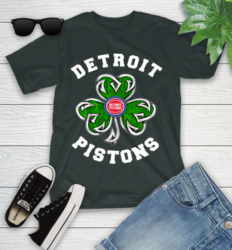 NBA Detroit Pistons Three Leaf Clover St Patrick's Day Basketball Sports Youth T-Shirt 6