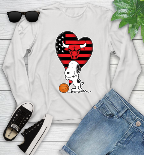 Chicago Bulls NBA Basketball The Peanuts Movie Adorable Snoopy Youth Long Sleeve