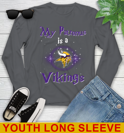 NFL Football Harry Potter My Patronus Is A Minnesota Vikings Youth Long Sleeve 9