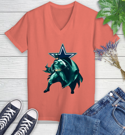 NFL Batman Football Sports Dallas Cowboys Women's V-Neck T-Shirt 6