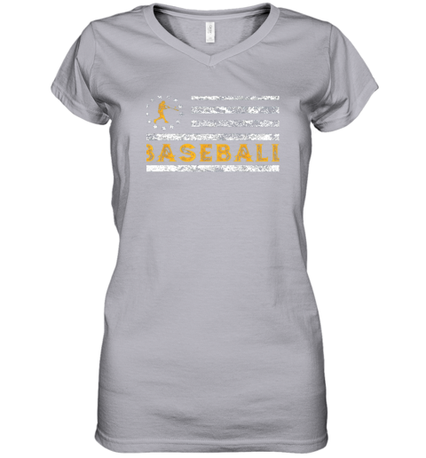 yz5o baseball lovers vintage american betsy ross flag softball women v neck t shirt 39 front sport grey