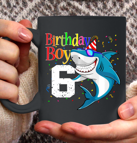 Kids 6th Birthday Boy Shark Shirts 6 Jaw Some Four Tees Boys 6 Years Old Ceramic Mug 11oz