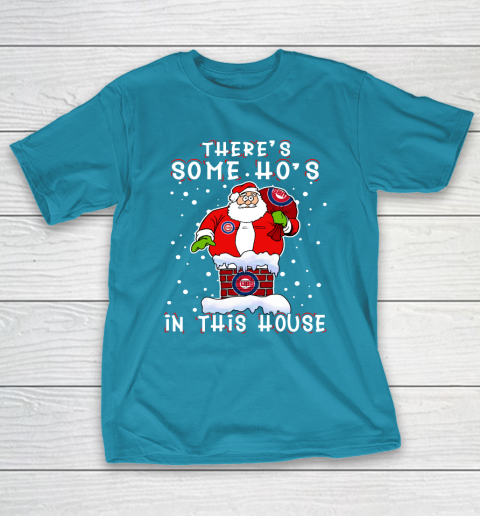 Chicago Cubs Christmas There Is Some Hos In This House Santa Stuck In The Chimney MLB T-Shirt 7