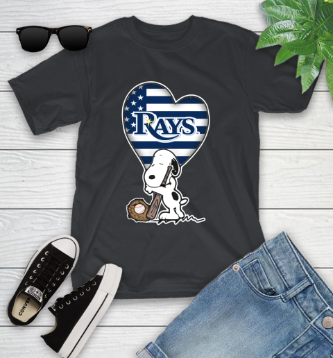 Tampa Bay Rays MLB Baseball The Peanuts Movie Adorable Snoopy Youth T-Shirt 2