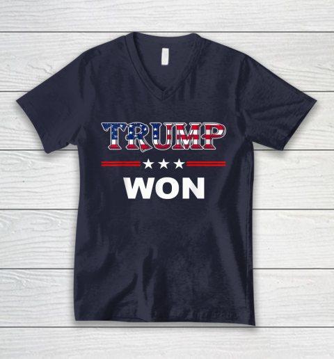 Trump Won T Shirt 4th of July American Flag V-Neck T-Shirt 2