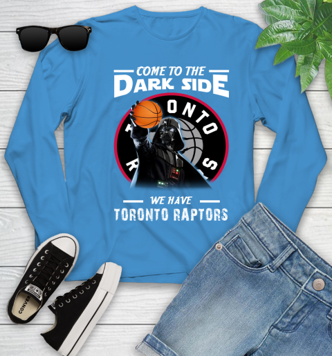 NBA Come To The Dark Side We Have Toronto Raptors Star Wars Darth Vader Basketball Youth Long Sleeve 8