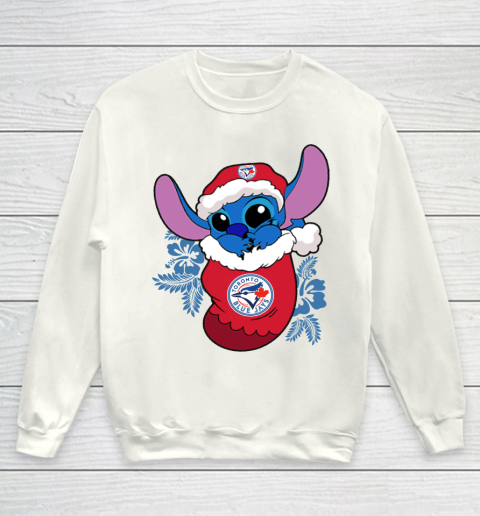 Toronto Blue Jays Christmas Stitch In The Sock Funny Disney MLB Youth Sweatshirt 2