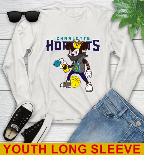 Charlotte Hornets NBA Basketball Mickey Peace Sign Sports Youth Long Sleeve - Image 13