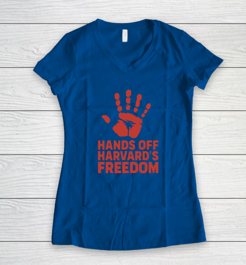 Hands Off Harvard's Freedom Women's V-Neck T-Shirt 5