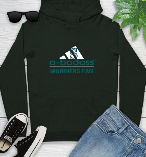 MLB A Badass Seattle Mariners Fan Adidas Baseball Sports Youth Hoodie 14