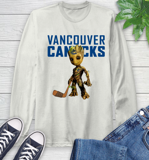 Vancouver Canucks NHL Hockey Groot Marvel Guardians Of The Galaxy Long Sleeve T-Shirt 12