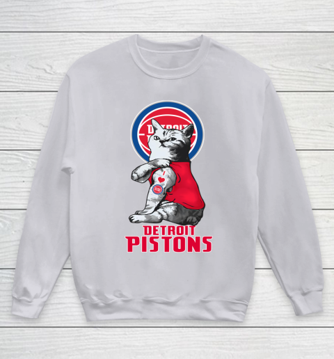 NBA Basketball My Cat Loves Detroit Pistons Youth Sweatshirt 3