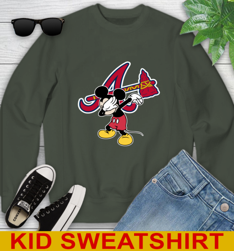 Atlanta Braves MLB Baseball Dabbing Mickey Disney Sports Youth Sweatshirt 9