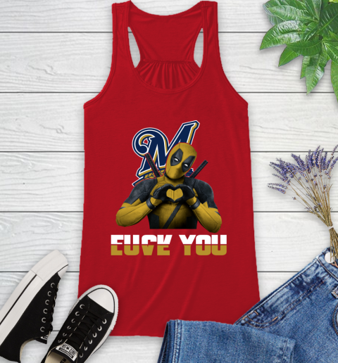 MLB Milwaukee Brewers Deadpool Love You Fuck You Baseball Sports Racerback Tank 5