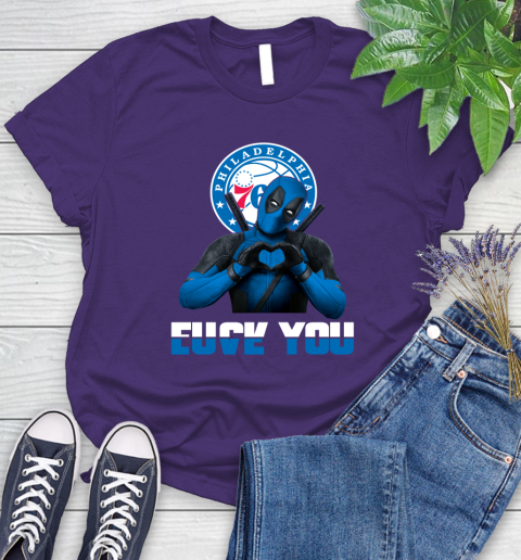 NBA Philadelphia 76ers Deadpool Love You Fuck You Basketball Sports Women's T-Shirt 4