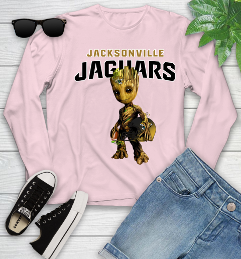 Jacksonville Jaguars NFL Football Groot Marvel Guardians Of The Galaxy Youth Long Sleeve 10