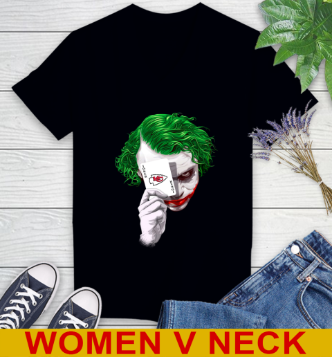Kansas City Chiefs NFL Football Joker Card Shirt Women's V-Neck T-Shirt