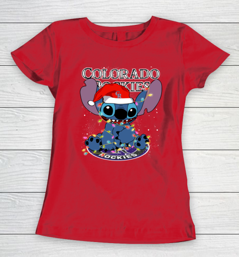 Colorado Rockies MLB noel stitch Baseball Christmas Women's T-Shirt 7