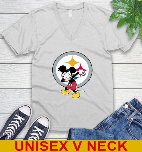 Pittsburgh Steelers NFL Football Dabbing Mickey Disney Sports V-Neck T-Shirt