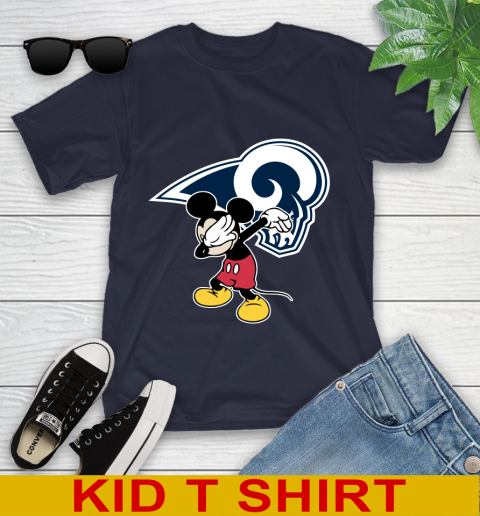 Los Angeles Rams NFL Football Dabbing Mickey Disney Sports Youth T-Shirt 3
