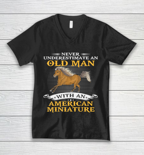 Father gift shirt Mens Never Underestimate An Old Man With An American Miniature T Shirt V-Neck T-Shirt